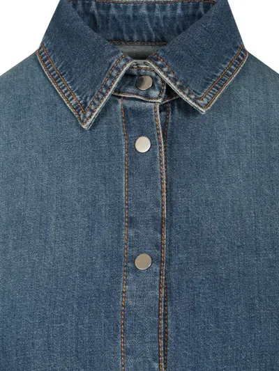 Alaïa Alaia Rounded Blue Denim Shirt Women In Blue
