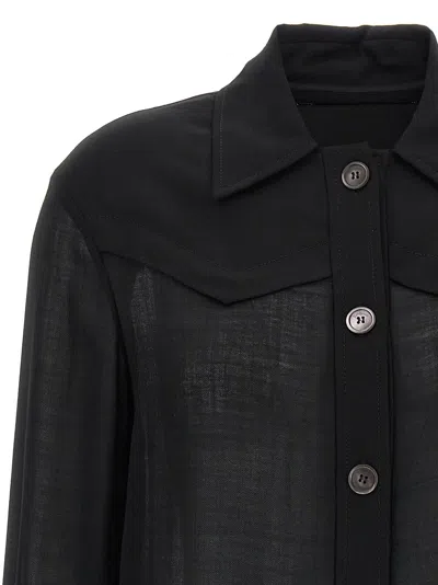 Ferragamo Semi-transparent Wool Jacket Puffer Jackets Black In Black