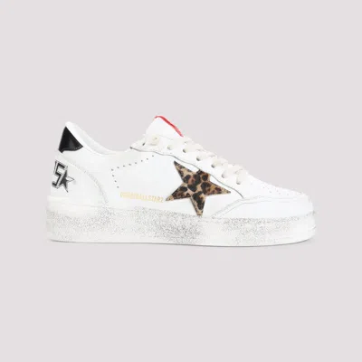 Golden Goose Leopard-print Leather Star Sneakers In White