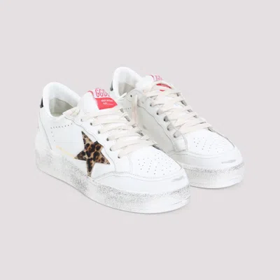 Golden Goose Leopard-print Leather Star Sneakers In White