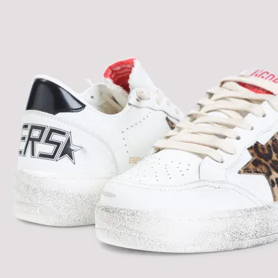 Golden Goose Leopard-print Leather Star Sneakers In White
