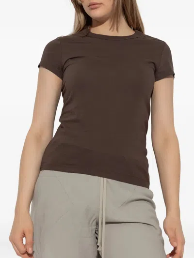 Rick Owens Cropped T-shirt Level T In Brown