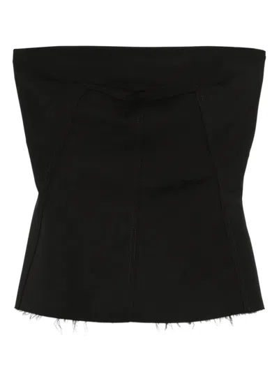 Rick Owens Strapless Black Top With Fitted Bodice And Flared Hem