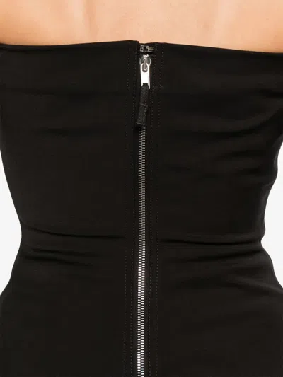 Rick Owens Strapless Black Top With Fitted Bodice And Flared Hem