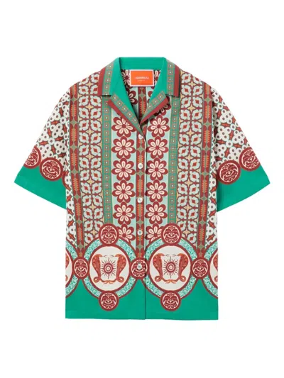 La Doublej Geometric-print Patterned Shirt In Green