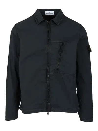 Stone Island Zip-fastening Pocket Shirt Jacket In Blue