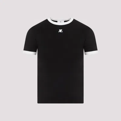 Courrèges Reedition Bumpy Contrast T-shirt In Black