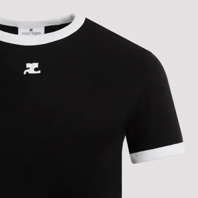 Courrèges Reedition Bumpy Contrast T-shirt In Black
