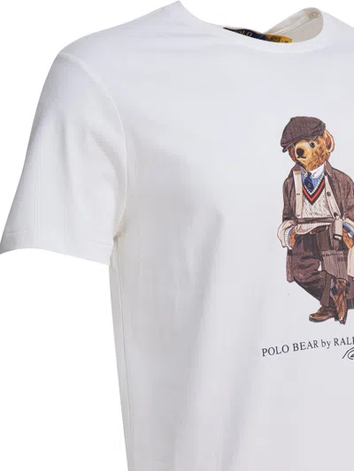 Polo Ralph Lauren White Polo Bear Custom Slim-fit T-shirt In White