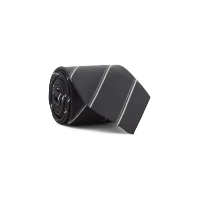 Saint Laurent Silk Tie Striped Chain Loop In Black