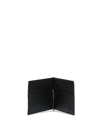 Valentino Garavani Vlogo Signature Grainy Calfskin Bi-fold Wallet With Money Clip In Black