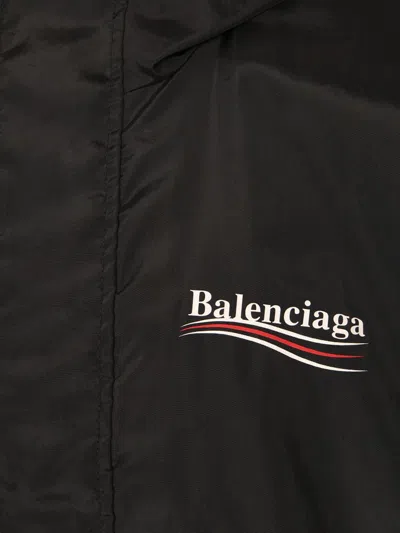 Balenciaga Polyester Jacket With Elastic Cuffs And Hooded Design In Black