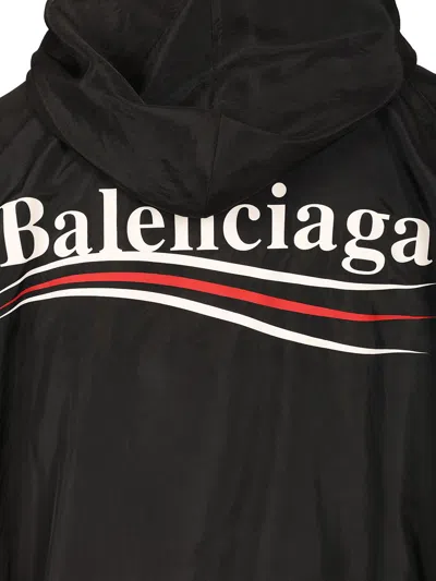 Balenciaga Polyester Jacket With Elastic Cuffs And Hooded Design In Black