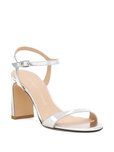 Stuart Weitzman Round-toe High-heeled Sandals In Silver