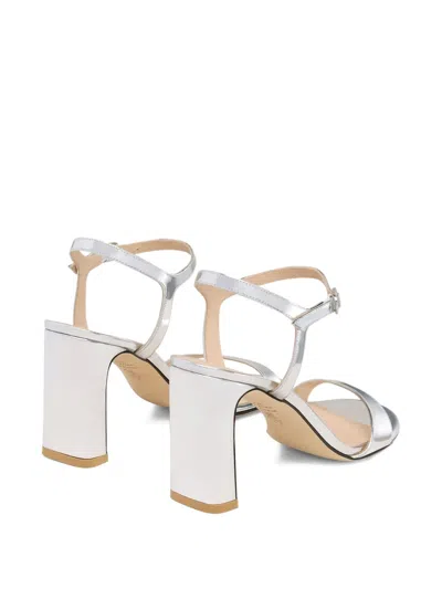 Stuart Weitzman Round-toe High-heeled Sandals In Silver