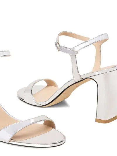 Stuart Weitzman Round-toe High-heeled Sandals In Silver