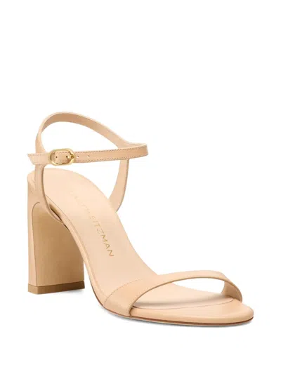Stuart Weitzman Babette Patent Leather Ankle-strap Sandals In Neutral
