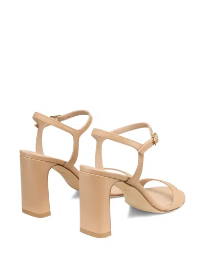 Stuart Weitzman Babette Patent Leather Ankle-strap Sandals In Neutral