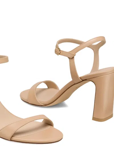 Stuart Weitzman Babette Patent Leather Ankle-strap Sandals In Neutral