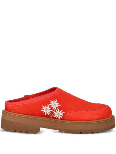 Diemme Maggiore Stella Alpina Embroidered Platform Mules In Orange