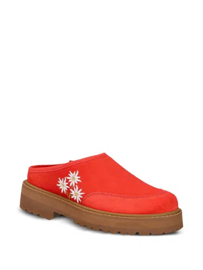 Diemme Maggiore Stella Alpina Embroidered Platform Mules In Orange