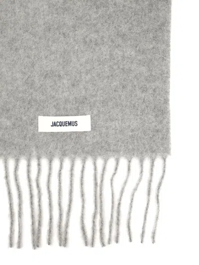 Jacquemus Wool Blend Scarf Scarves And Foulards Grey