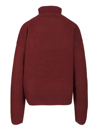 Ami Alexandre Mattiussi Wool Jumper Sweater Knitwear Black In Burgundy