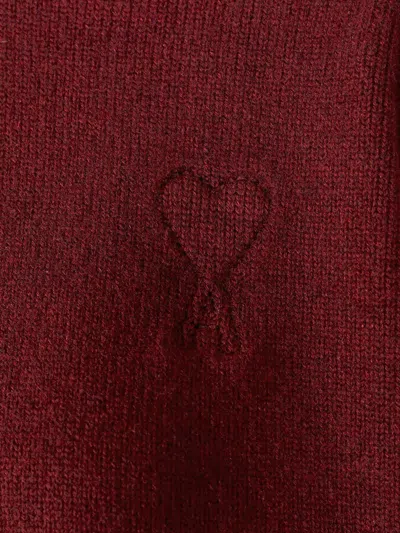 Ami Alexandre Mattiussi Wool Jumper Sweater Knitwear Black In Burgundy