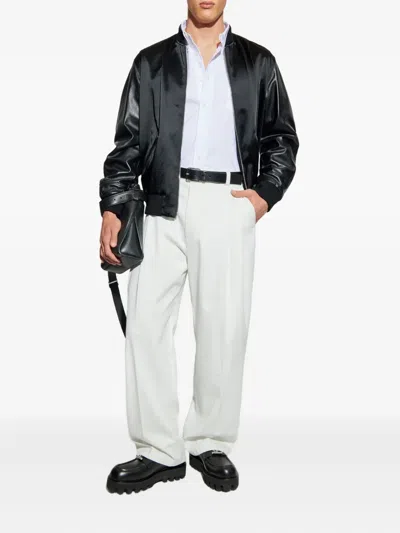 Givenchy Men Cotton And Nylon Jacket With Leather Sleeves In Black