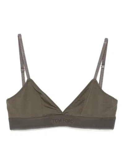 Tom Ford Stretch-modal Jersey Soft-cup Triangle Bra In Green