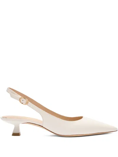 Stuart Weitzman 35mm Stuart Sculpt Slingback Pointed-toe Pumps In Neutral