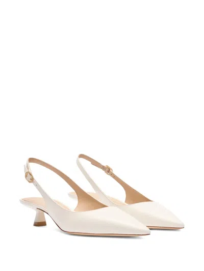 Stuart Weitzman 35mm Stuart Sculpt Slingback Pointed-toe Pumps In Neutral
