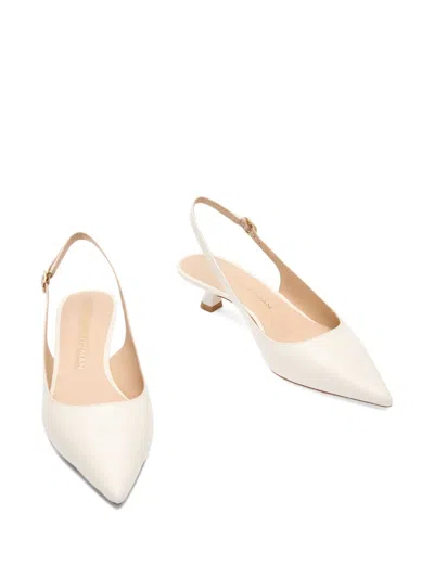 Stuart Weitzman 35mm Stuart Sculpt Slingback Pointed-toe Pumps In Neutral