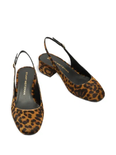 Stuart Weitzman 35mm Maeve Slingback Leopard Pumps In Animal Print