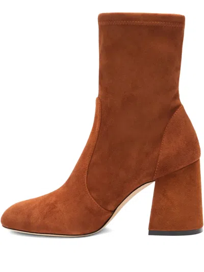 Stuart Weitzman 85mm Essentialist Stretch Suede Boots In Brown