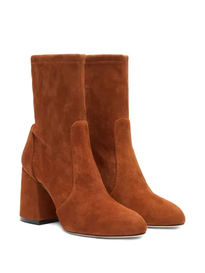 Stuart Weitzman 85mm Essentialist Stretch Suede Boots In Brown