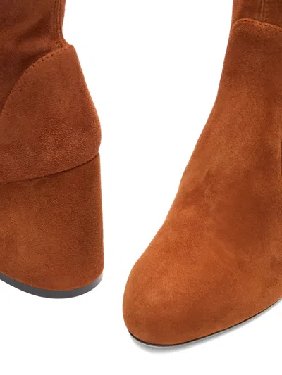 Stuart Weitzman 85mm Essentialist Stretch Suede Boots In Brown