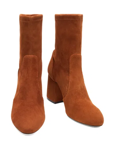 Stuart Weitzman 85mm Essentialist Stretch Suede Boots In Brown