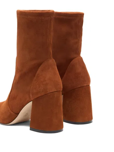Stuart Weitzman 85mm Essentialist Stretch Suede Boots In Brown