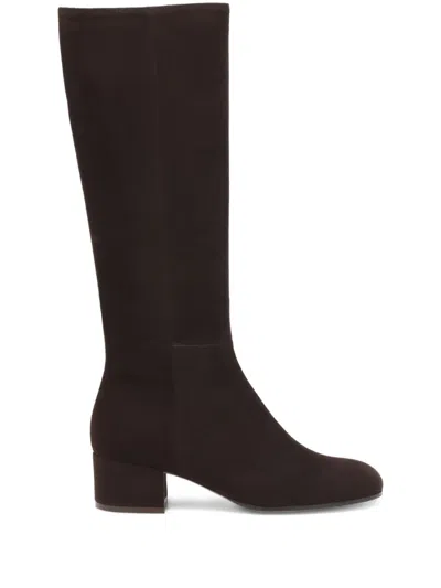 Gianvito Rossi 45 Suede Knee-high Boots In Brown