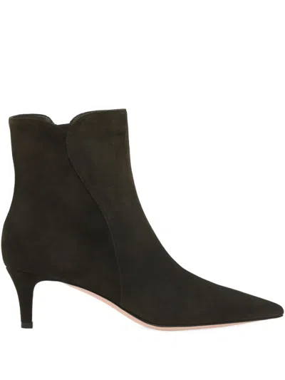 Gianvito Rossi Pointed-toe Suede Ankle Boots In Green