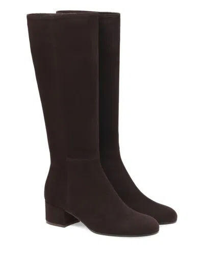 Gianvito Rossi 45 Suede Knee-high Boots In Brown