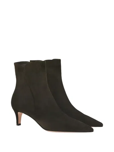 Gianvito Rossi Pointed-toe Suede Ankle Boots In Green