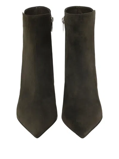 Gianvito Rossi Pointed-toe Suede Ankle Boots In Green