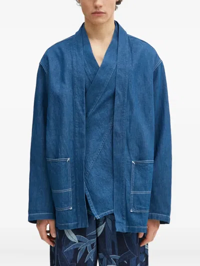 Kenzo Denim Wrap Jacket In Blue
