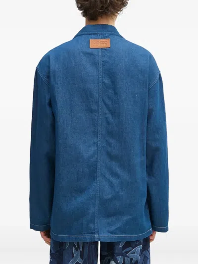 Kenzo Denim Wrap Jacket In Blue