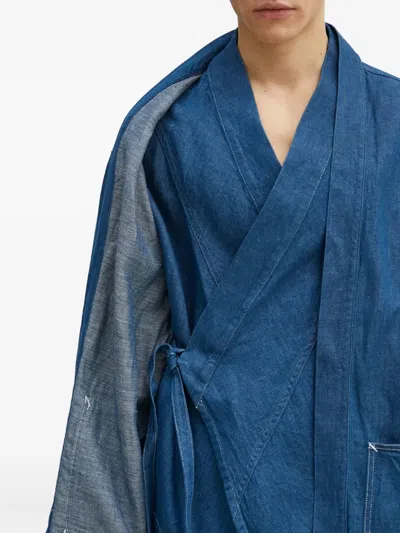 Kenzo Denim Wrap Jacket In Blue