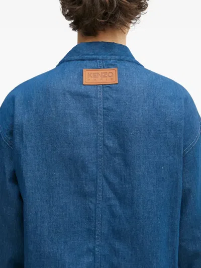 Kenzo Denim Wrap Jacket In Blue