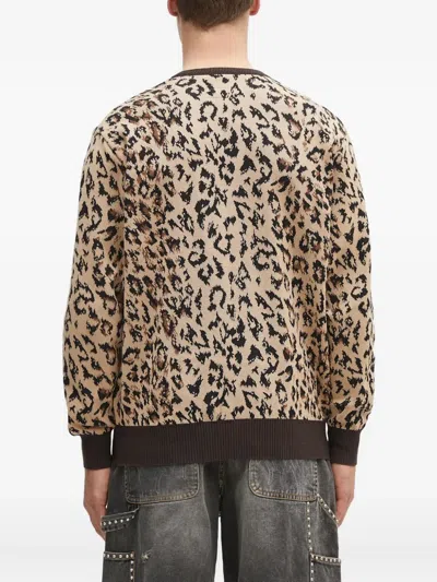 Wacko Maria Leopard-print Buttoned Cardigan In Brown