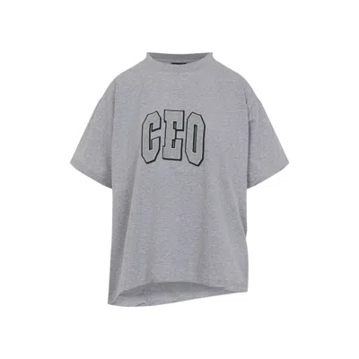 Balenciaga Ceo Asymmetrical Crewneck T-shirt In Gray